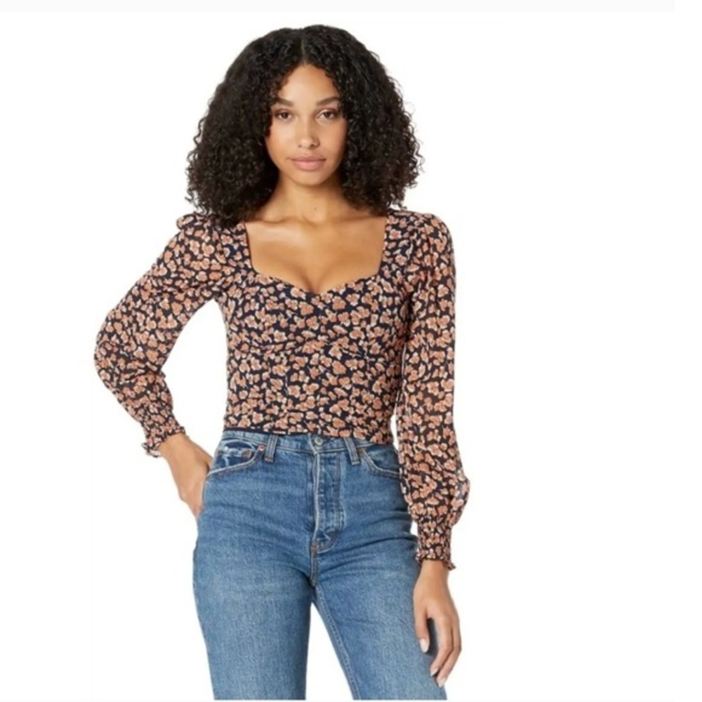 Abercrombie and Fitch Top Black Size XS Sweetheart Puff Sleeve
